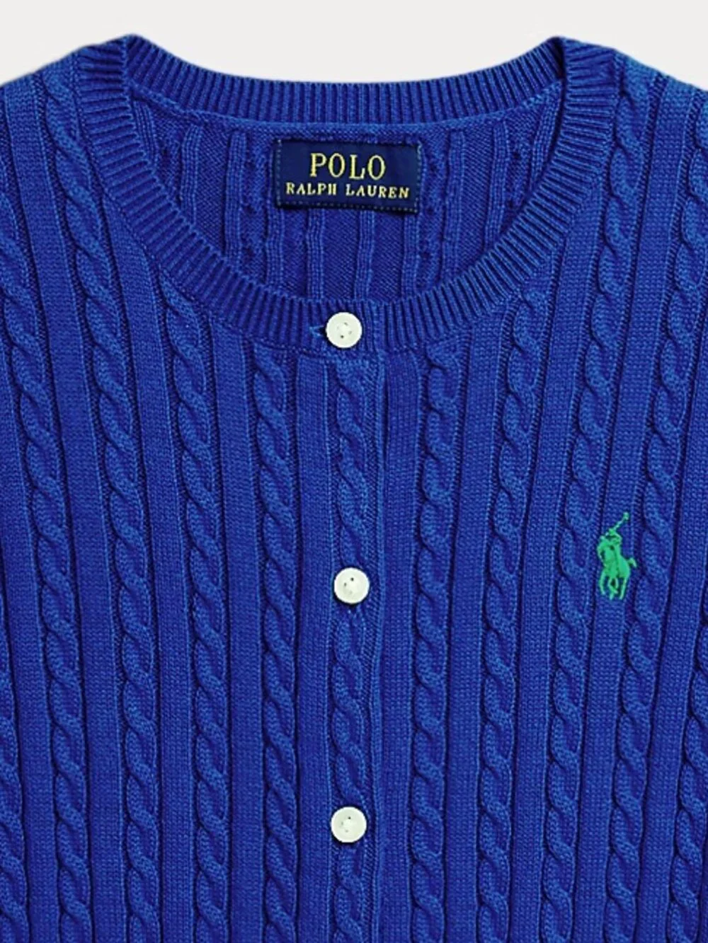 Ralph Lauren Sapphire Blue Mini-Cable 100% Cotton Cardigan NWT